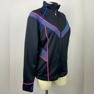 Fila Sport Black Running Jacket with Retro Colors-Full Zip